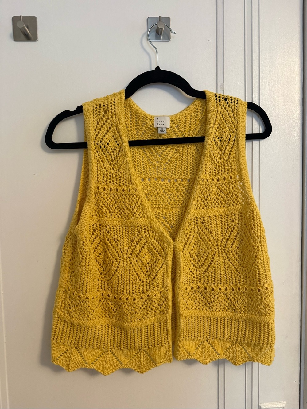 Trendy Yellow Crochet Knit Vest